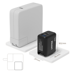 Unitek czarna ładowarka sieciowa GaN PD 35W USB-C + USB-A, EU, UK