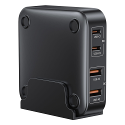 Unitek czarna ładowarka biurkowa GaN 70W 2xUSB-A 2xUSB-C