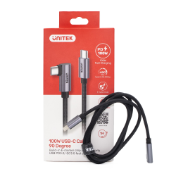 Unitek czarny przewód kabel USB-C kątowy 90 stopni PD 100W 1m
