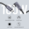 Unitek czarny przewód kabel USB-C kątowy 90 stopni PD 100W 2m
