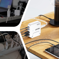 Unitek czarna ładowarka biurkowa GaN 100W 2xUSB-A 2xUSB-C