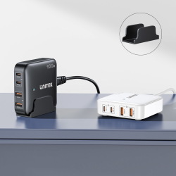 Unitek czarna ładowarka biurkowa GaN 100W 2xUSB-A 2xUSB-C
