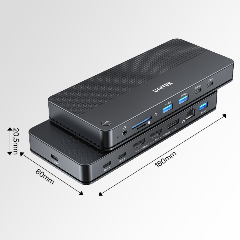 Unitek Przełącznik KVM 2 komputery 2 monitory 4K, LAN, DP 1.2, 2xHDMI, HUB