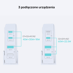 Unitek czarna ładowarka biurkowa GaN 100W 2xUSB-A 2xUSB-C