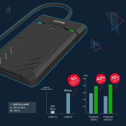 Unitek czarna obudowa do dysku 2,5" na USB-C 5Gbps HDD/SSD SATA UASP