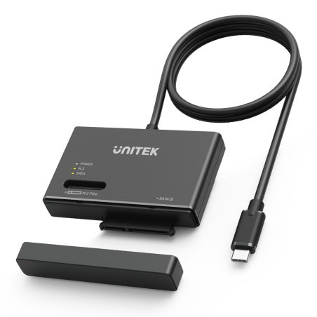 Unitek Mostek USB-C na dyski SSD HDD 2,5" i 3,5" - SATA i M.2 MVMe + zasil