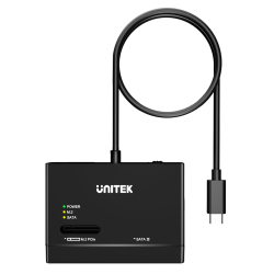 Unitek Mostek USB-C na dyski SSD HDD 2,5" i 3,5" - SATA i M.2 MVMe + zasil