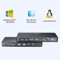Unitek Stacja dokująca 13w1 MST HDMI 2.1 DP 8K 60Hz PD 100W RJ45 SD USB