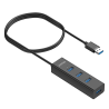 Unitek czarny aktywny hub USB-A 3.1 5Gbps na 4 porty USB-A, kabel 120cm