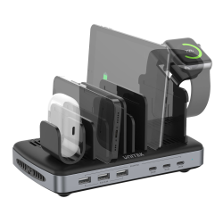 Unitek czarna stacja ładująca 3 x USB-A 20W, 3 x USB-C PD 60W, 80W