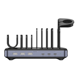Unitek czarna stacja ładująca 3 x USB-A 20W, 3 x USB-C PD 60W, 80W