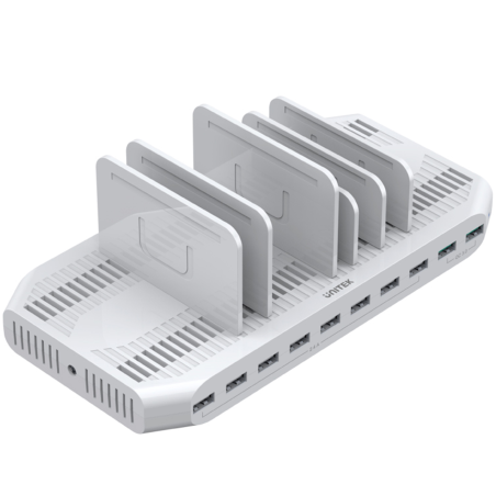 Unitek biała stacja ładująca na 10 urządzeń USB z QC 3.0 96W Y-2190A