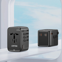 Unitek czarna łladowarka podróżna EU/US/UK/AUS PD 65 W uniwersalna, wydajna
