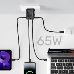 Unitek czarna łladowarka podróżna EU/US/UK/AUS PD 65 W uniwersalna, wydajna