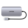 Unitek aktywny hub USB-C 5Gbps, 2x HDMI 4K, czytnik kart, RJ-45, PD 100W