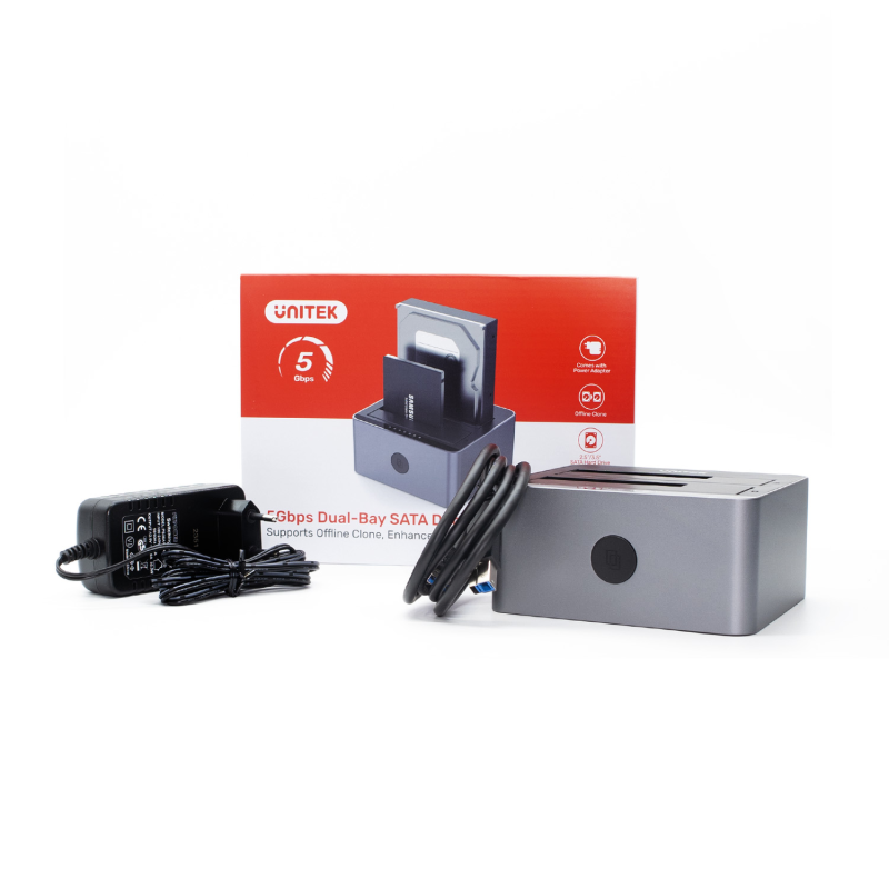 Unitek Stacja klonująca na dyski 2 x SATA 2,5"/3,5" SSD HDD USB 5Gbps
