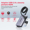 Unitek Adapter USB/C/A na 2x HDMI FullHD 1080p, 60Hz MST