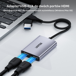 Unitek Adapter USB/C/A na 2x HDMI FullHD 1080p, 60Hz MST