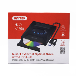 Unitek Nagrywarka zewnętrzna DVD/CD, Hub USB 5Gbps, czytnik kart SD