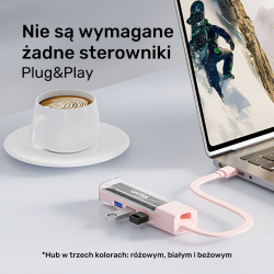 Unitek hub dwukierunkowy USB C/USB A 5Gbps, 4x USB A biały