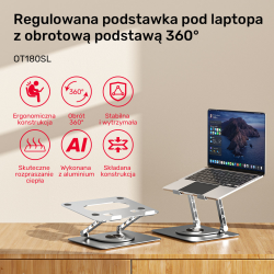Unitek Podstawka pod laptopa regulowana 360°, 10"- 16''