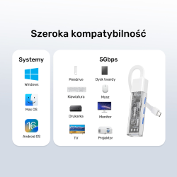 Unitek hub dwukierunkowy USB C/USB A 5Gbps, 4x USB A biały