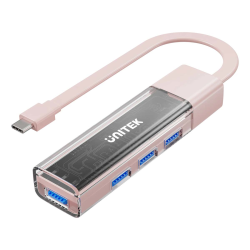 Unitek hub dwukierunkowy USB C/USB A 5Gbps, 4x USB A różowy