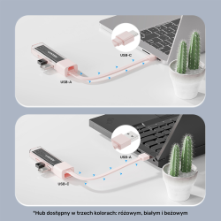 Unitek hub dwukierunkowy USB C/USB A 5Gbps, 4x USB A kremowy