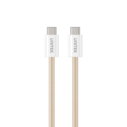 Unitek Kabel w oplocie zwijany magnetycznie USB C PD 100W beżowy 1m