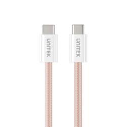 Unitek Kabel w oplocie zwijany magnetycznie USB C PD 100W różowy 1m