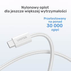 Unitek Kabel w oplocie zwijany magnetycznie USB C PD 100W biały 1m
