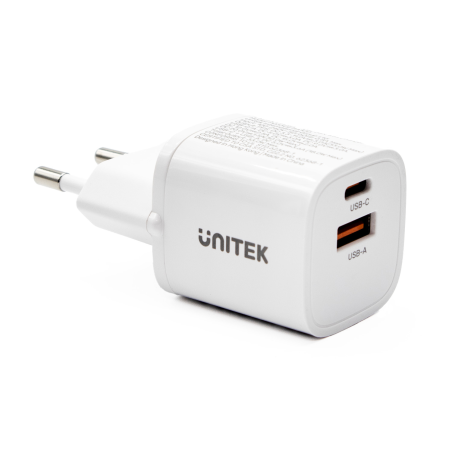 Unitek Ładowarka sieciowa 1x USB-A 1x USB-C QC PC 3.0 33W biała
