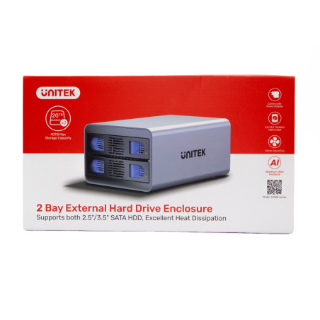 Unitek Obudowa RAID do dysku SATA 2.5"/3.5" - 4 tryby, 40TB, 5Gb/s