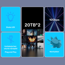 Unitek Obudowa RAID do dysku SATA 2.5"/3.5" 4 tryby 40TB USB C 10Gb/s