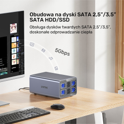 Unitek Obudowa RAID do dysku SATA 2.5"/3.5" 4 tryby 40TB USB C 10Gb/s