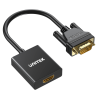 Unitek Adapter VGA na HDMI FullHD 1080p 60 Hz, czarny 15cm plug&play
