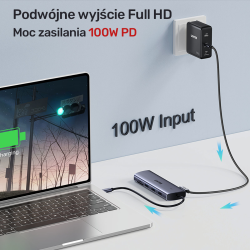 Unitek Hub 9w1 USB C Gigabit Ethernet HDMI VGA 3xUSB A czytnik kart PD 100W