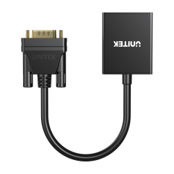Unitek Adapter VGA na HDMI FullHD 1080p 60 Hz, czarny 15cm plug&play
