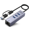 Unitek Hub USB C 4w1 Ethernet 3 x USB A 5 Gbps z adapterem USB A