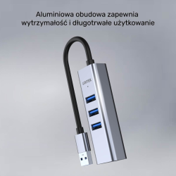 Unitek Hub USB C 4w1 Ethernet 3 x USB A 5 Gbps z adapterem USB A