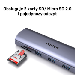 Unitek Hub 9w1 USB C Gigabit Ethernet HDMI VGA 3xUSB A czytnik kart PD 100W