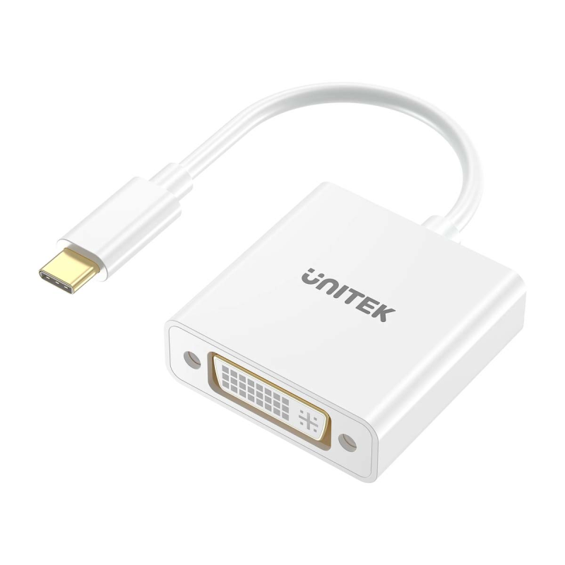 Unitek Adapter USB-C na DVI 1080P@60Hz, biały, 15cm