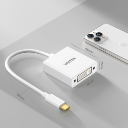 Unitek Adapter USB-C na DVI 1080P@60Hz, biały, 15cm