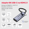 Unitek Adapter USB-C na HDMI 2.1 (8K 60Hz) szary 15cm
