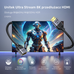 Unitek przedłużacz HDMI (M) - HDMI (F) 2.1, 8K 3m