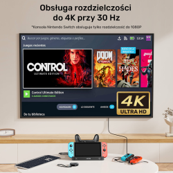 Unitek stacja ładująca Switch z przełącznikiem i czytnikiem kart do gier