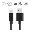 Unitek czarny kabel, przewód USB-A 2.0 do USB-C 3m C14069BK
