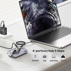 Unitek Hub alumininiowy USB-A/USB-C z 4 portami 5Gbps