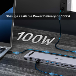 Unitek Stacja dokująca KVM z funkcją podstawki, potrójne wyjście 4K, USB-C, MST, HDMI 2.0