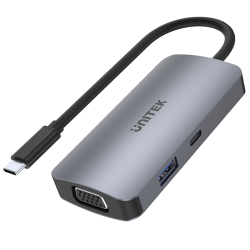 Unitek Hub USB-C do 1xUSB 3.1 Gen1, VGA, 2xHDMI 4K, PD 100W MST